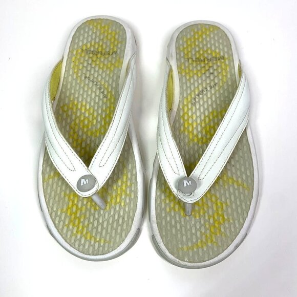 Merrell Astral Thong Waterproof Rubber Sandals White/Yellow Size 8 #0207-J36238 - Picture 3 of 10